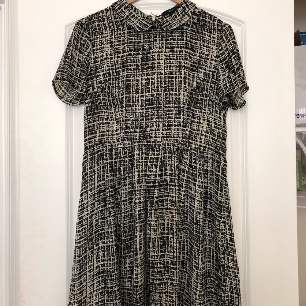 Black & White Plaid Collared Dress